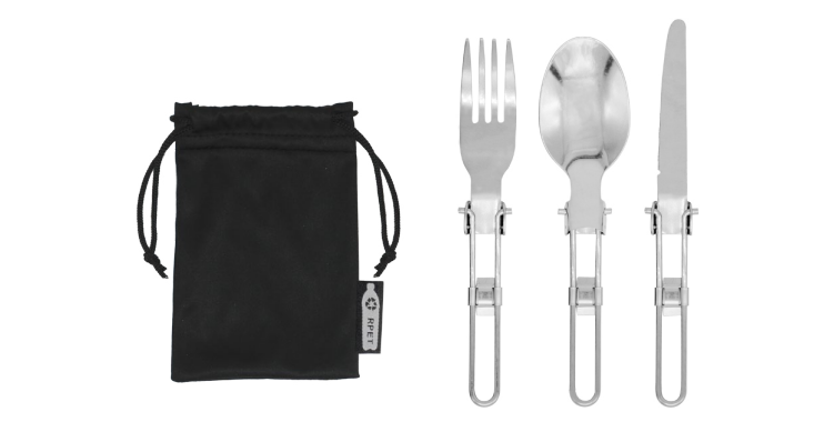 CAMPING CUTLERY SET IN RPET POUCH